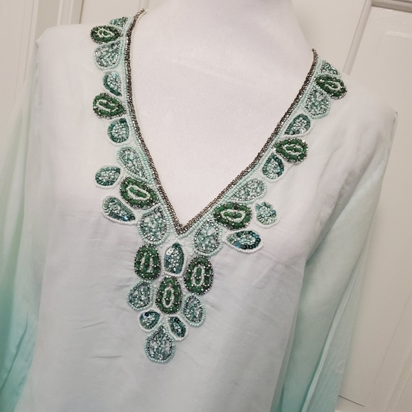 Rhona Sutton Turquoise Ombre Lightweight Beach Coverup Size Medium - Picture 2 of 9